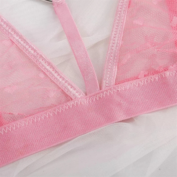 Pink Sexy Eroti. 2 Piece Heart Lace Lingerie Set - Picture 9 of 15